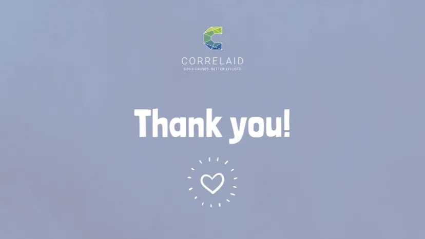 Text: "Thank you" mit CorrelAid Logo und einem Herz.