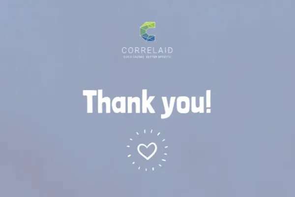 Text: "Thank you" mit CorrelAid Logo und einem Herz.
